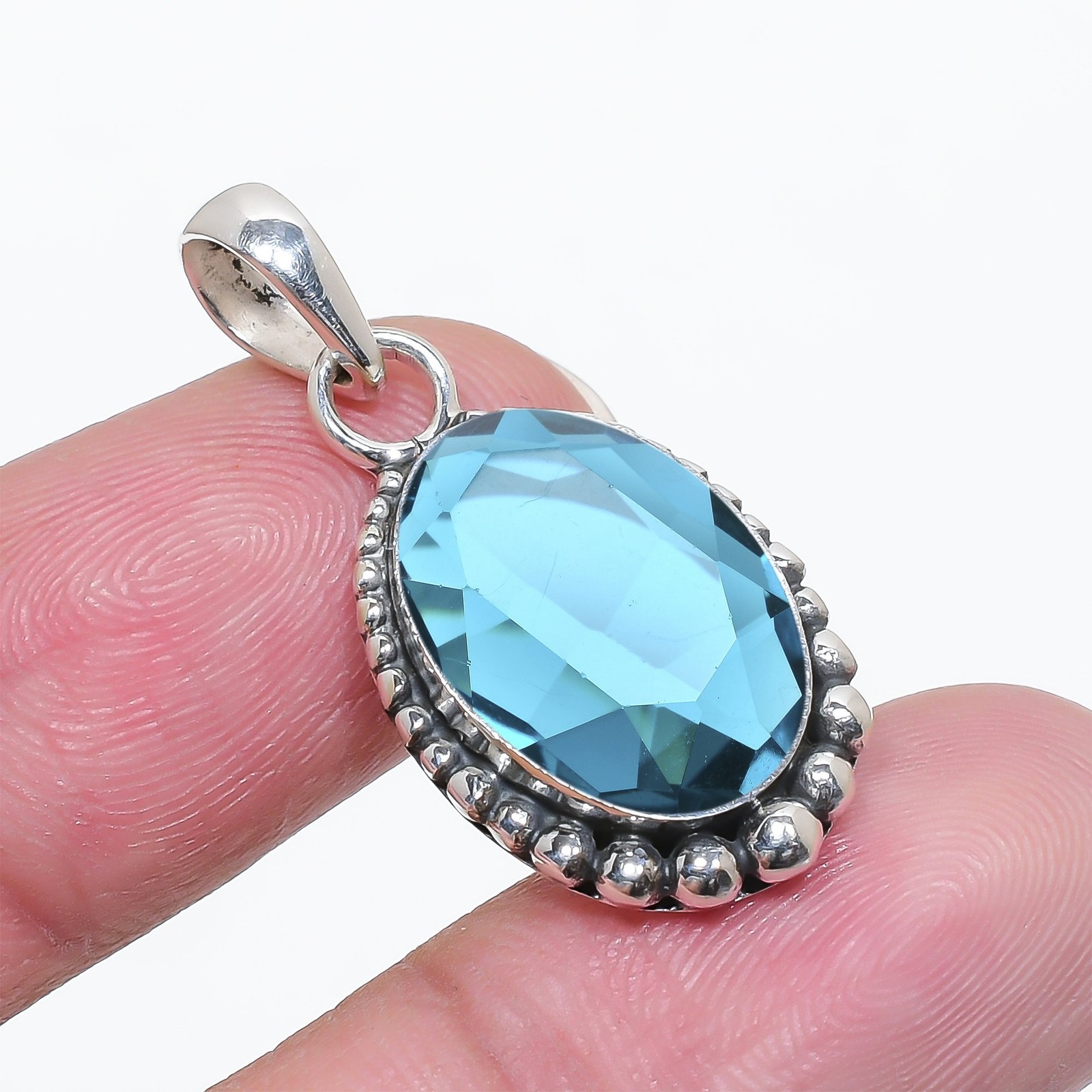Teal Tourmaline 925 Sterling Silver Pendant, Christmas Gift, Gift For Her P45266 - second product detail image