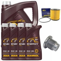 MotoröL Filter Set Mannol 5W-30 API 9 Liter + Schraube FüR Opel Movano 2.2 X70
