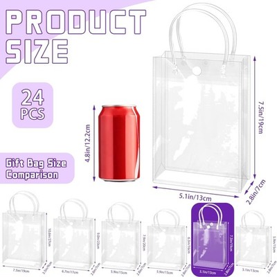 Durable Clear PVC Party Favor Bags - 24-Pack for Weddings, Birthdays & More