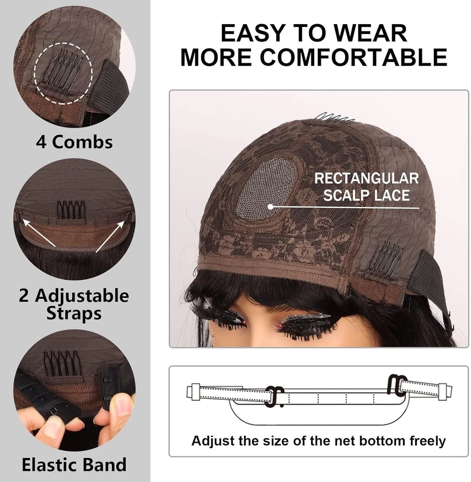 Short Bob Wig with Bangs Human Hair 2x1 Lace Wig Human Hair With Bangs for Women - Image 4 of 4