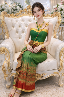 thai wedding dress gold Davika main image 0