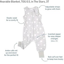 HALO SleepSack Toddler Wearable Blanket - Cotton - 3T Gray White Stars Unisex