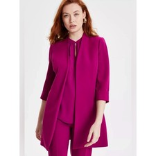 Kasper Women's Open Front Crepe Topper Jacket - Cerise - 12 - New with tags