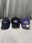 Lot Of 3 Ford Logo Hats Ford Racing With Checkered Flag Plain Logo Friendly Ford