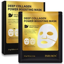 BestBy01/28 BXRUIAGN Snail Mucin Face Mask 96 Hydrogel Korean Skin Care 4pcs