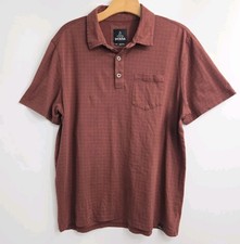 Prana Polo Shirt Men's Large Rust Cotton Short Sleeve Pocket