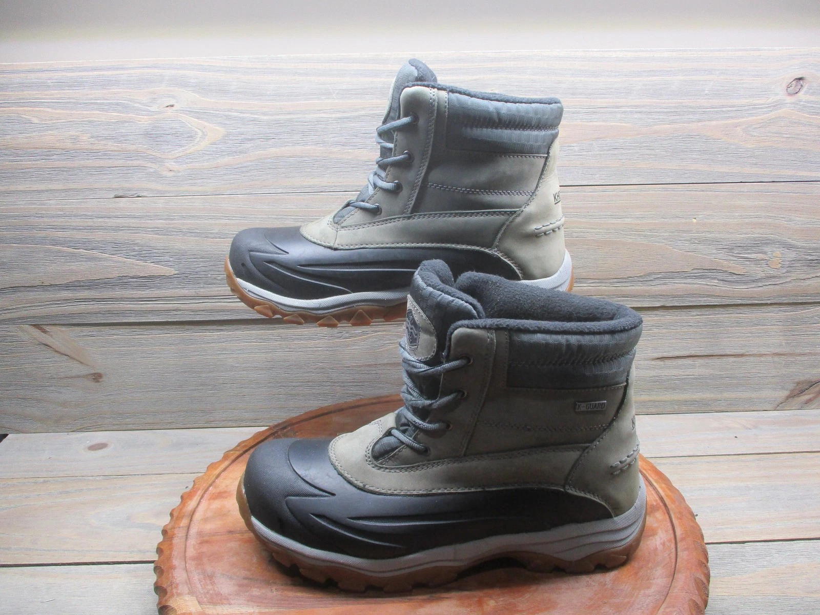 Khombu Cliffhanger Boots Mens Size 12 Gray Leather Insulated Snow Winter