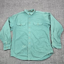 Vintage Eddie Bauer Outbound Twill Shirt Mens XL Tall Green Button Front USA