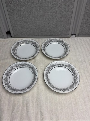 Florentine By Sango Fine China (Japan) 7 1/2  Soup Bowl Gray & Platinum Set Of 4