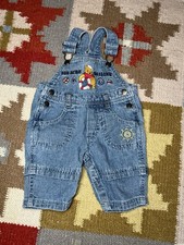 Vintage Disney Winnie the Pooh Denim Baby Overalls Shorts 0-3 Months Sailor