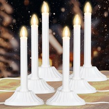 6 Pack Electric Christmas Window Candles 1-Light Plug in Lamps with C7 Clear ...
