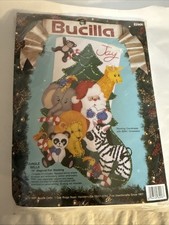 Christmas BUCILLA Jungle Bells 82906 Felt 18 Stocking Kit Vtg 1991 NEW Sealed