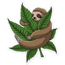 Sloth Marijuana Leaf - Vinyl Decal Sticker - Car Window Laptop - ebn7603
