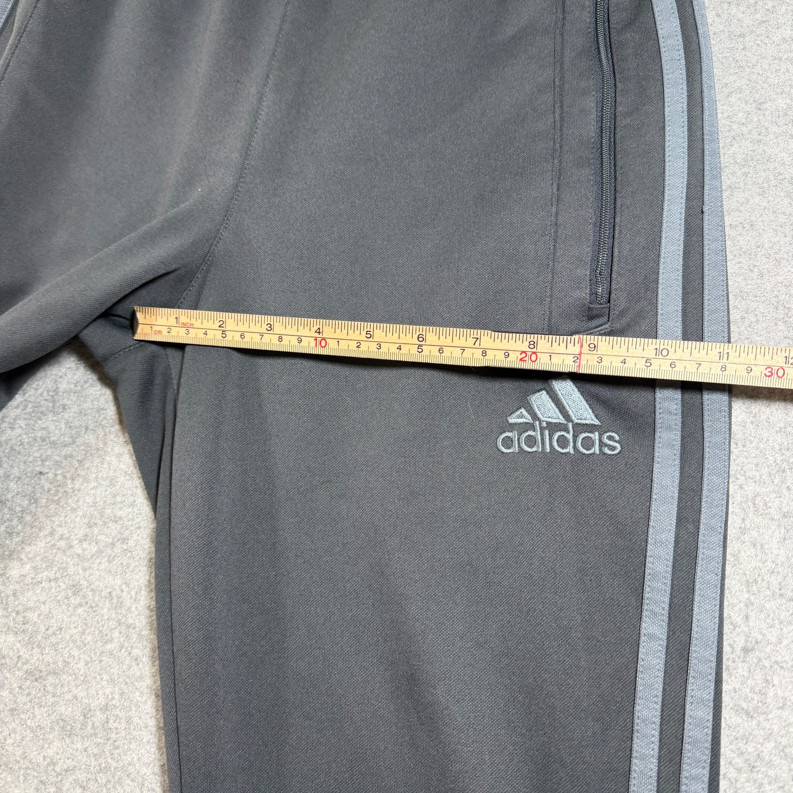 Adidas Track Jogger Mens M Black 3 Stripe Zip Pockets Tapered Athletic Zip Ankle thumbnail 11