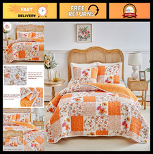 Floral Patchwork Quilt Set California King 102x114" - Soft Microfiber Bedspread,