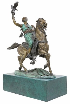 Bronze Sculpture, After Pierre Jules Mene, ''Arab Falconer On Horseback''' 61.75''H