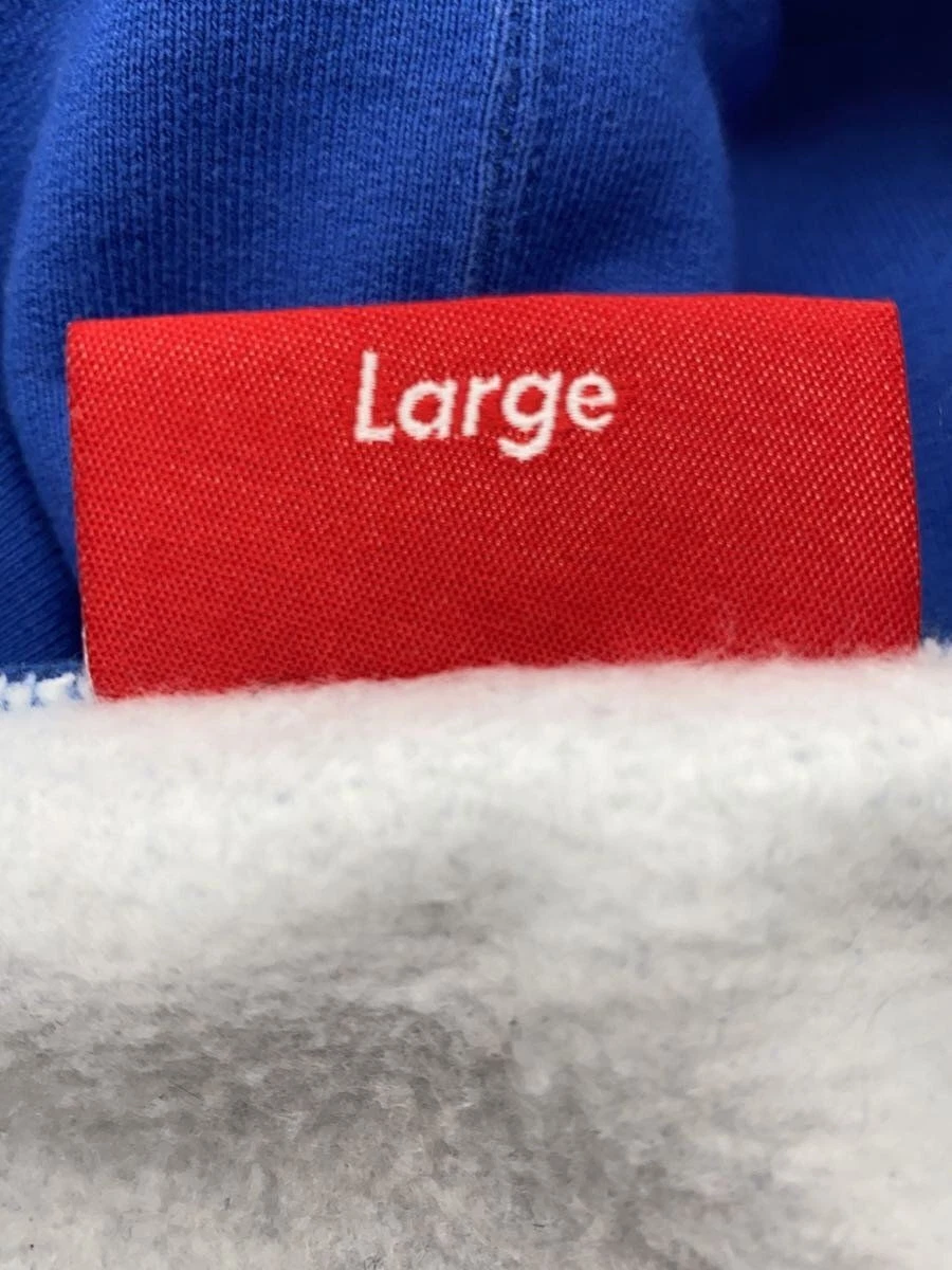 Felpa Supreme con cappuccio L cotone blu tinta unita usata