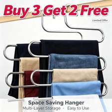5 Tier S Shape Hanger Multi Layer Trouser Storage Closet Space Saving Organizer