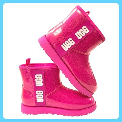 UGG Classic Clear Mini Boots Women 8 HOT PINK Faux Shearling Waterproof