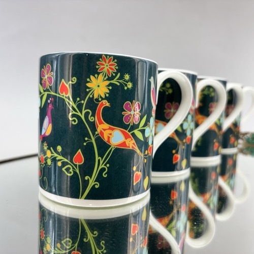 Whittard Of Chelsea Set/4 Lovebirds MCM Bone China Coffee Mugs Cups England - Picture 2 of 13