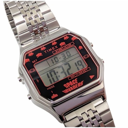 TIMEX Space Invaders TW2V30000 Digital Watch Silver Collaboration Model