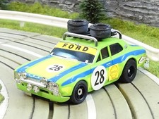 AURORA AFX FORD ESCORT RALLEY grn - blu - yel - blk 28 NEW VHTF