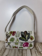 Viral Handcrafted Made In India White Beaded Bead Vegetable Shoulder Bag Purse