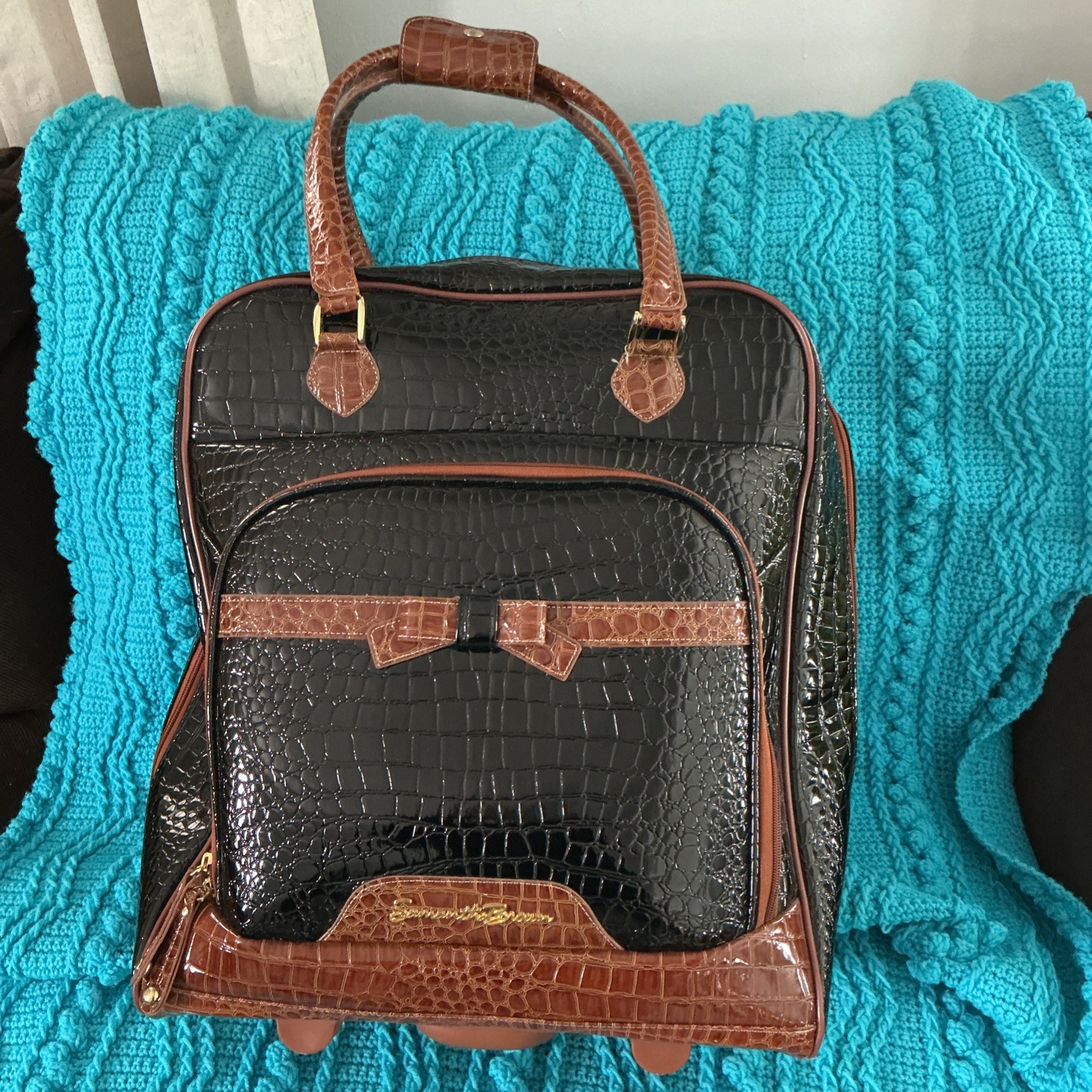 2 Piece Set Black/brown Croco