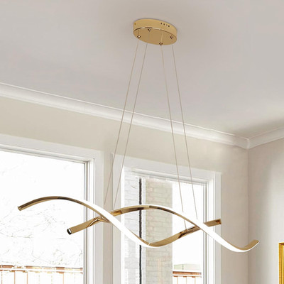 Dimmable Gold Chandelier - Modern Pendant Light for Dining & Kitchen Island