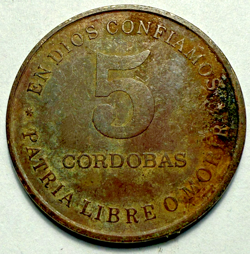 1987 NICARAGUA 5 CORDOBAS - Picture 1 of 2