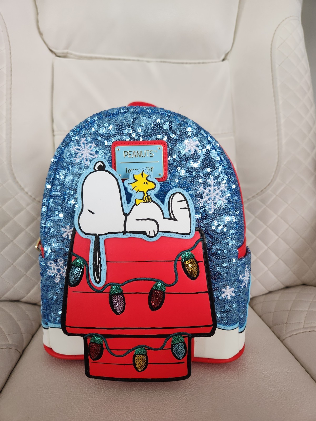 Loungefly Peanuts Snoopy Holiday & Snow Sequins Mini Backpack