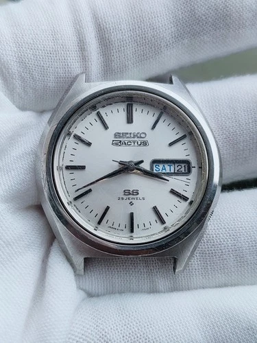 Vtg Seiko 5 ACTUS SS 6106-7490 Silver Dial (For Parts & Repairs) Working #23