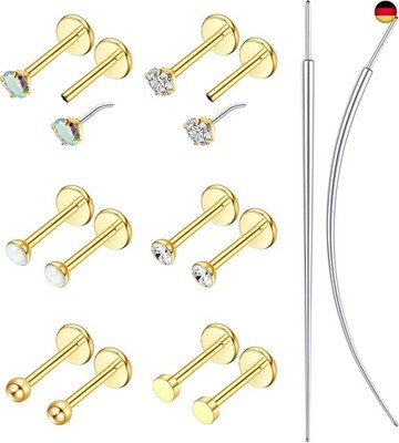 6 Paar Helix Piercings Chirurgenstahl (0,8mm|1,0mm|1,2mm),Hypoallergene Tragus