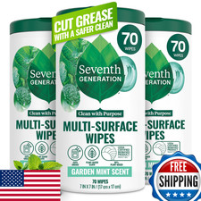 Seventh Generation Multi-Surface Wipes 70 Count Pack Of 3 Garden Mint