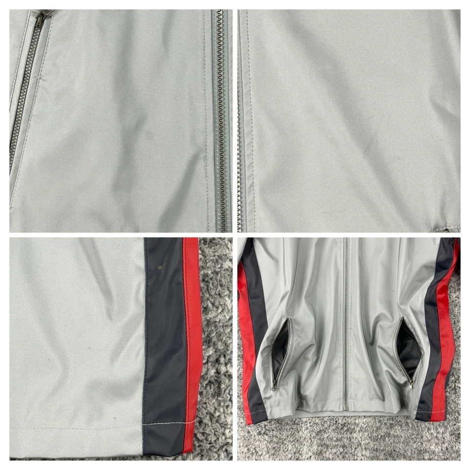 Chaqueta Perry Ellis America Para Hombre Plateada Roja Negra 76 Estados Unidos Gráfico Cremallera L Foto 4 de 4