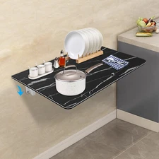 Modern Folding Wall Desk Wall-mounted Folding Table Foldable Table Black Indoor