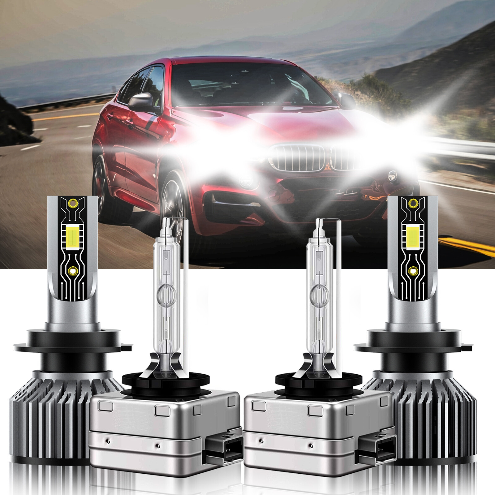 Combo H7+D1S LED HID Headlight High Low Bulbs Kit 6500K For BMW X6 2009-2016