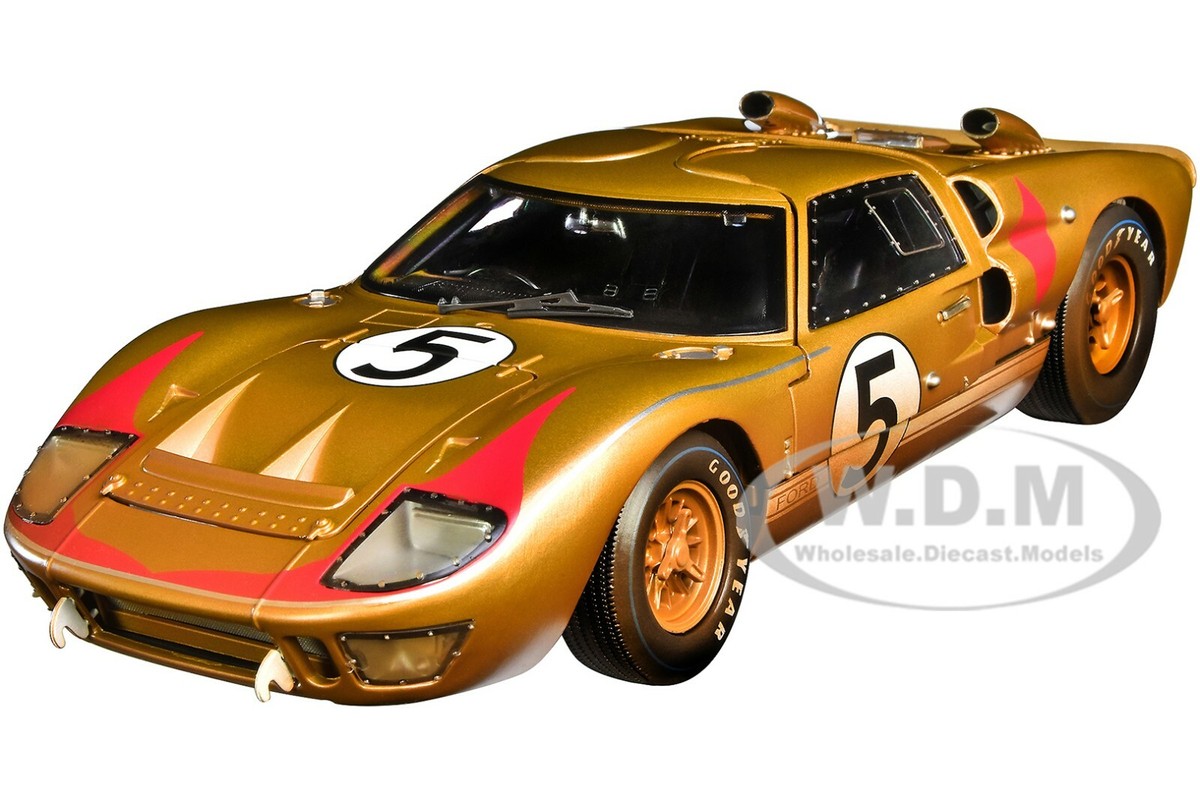 1966 FORD GT-40 MK II #5 GOLD AFTER RACE 1/18 DIECAST SHELBY