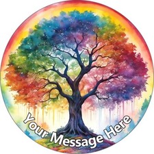 Rainbow Tree of Life Personalised Cake Toppers Edible Icing Wafer Decor Party