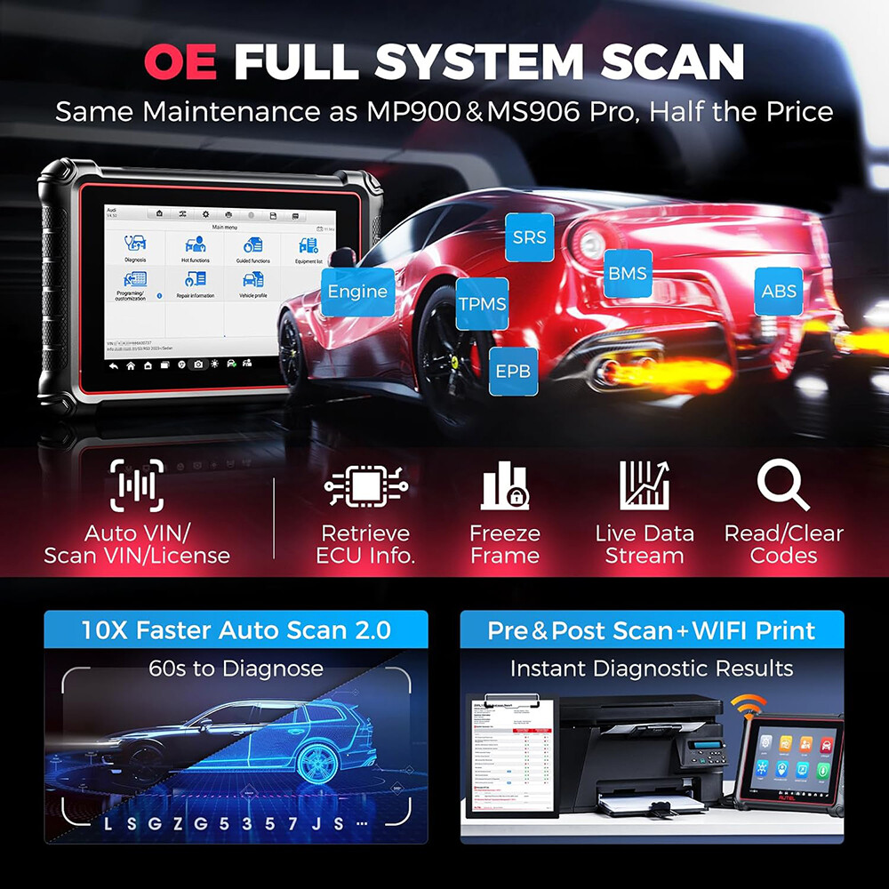 2025 Autel MaxiCOM MK900 MK900BT MX900 Auto All System Diagnostic Scanner Tool