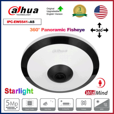 Dahua 5MP AI Starlight Fisheye Panoramic Mic PoE WizMind IP Camera IPC-EW5541-AS