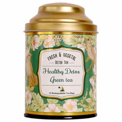 SAN CHA Healthy Detox , Green Tea, Natural Green Tea 25 Pyramid Tea Bags 25 Gram