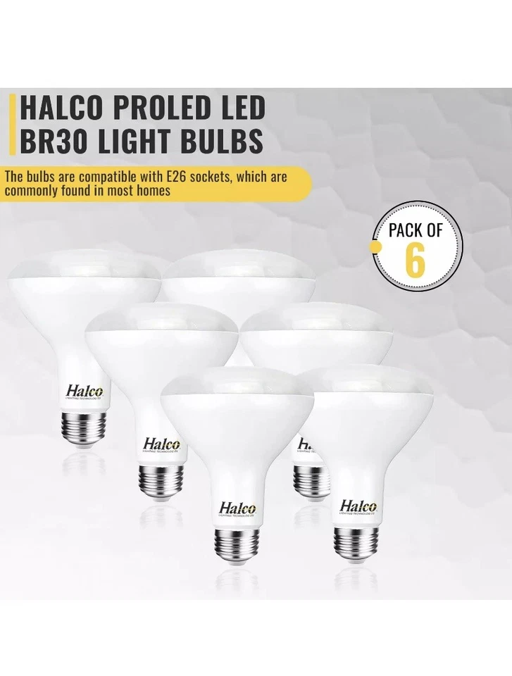 Halco ProLED BR30 Flood Led Light Bulbs, Dimmable, 8W 650 Lumens, 2700K, Soft... - Image 3 of 4