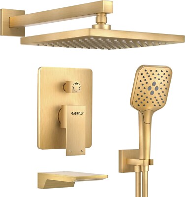 Gabrylly Modern 10 '' Rain Shower System with Tub Spout, Wall Mounted Shower Set