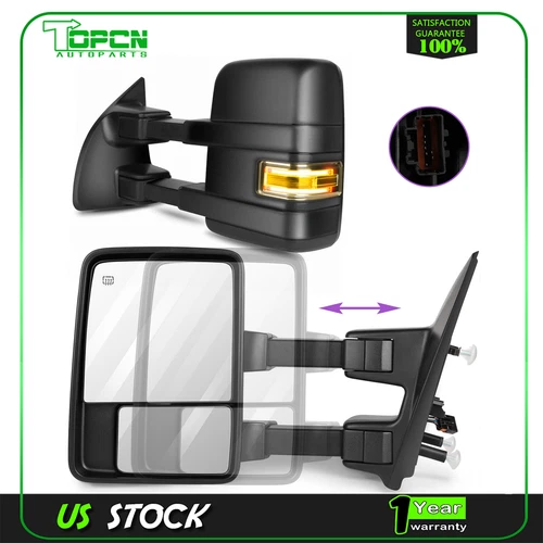 Towing Mirrors Power Heated Puddle Light Turn Signal Pair For 2004-14 Ford F-150