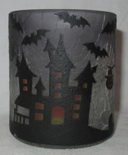 Yankee Candle Votive Tea Light Holder VTL/H HAUNTED HOUSE Halloween black gray