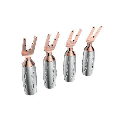 4stk Viborg HiEnd Reines Kupfer Y Spade Stecker HiFi Lautsprecherkabel Terminal