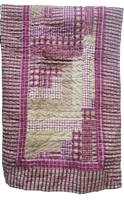 King Size Log Cabin Lodge Burgundy tan Brown Reversible Quilt Set