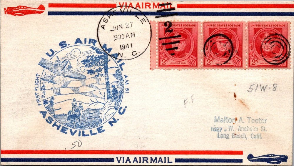 GOLDPATH: US AIR MAIL 1941, FIRST FLIGHT, ASHEVILLE, NC CV665_P10