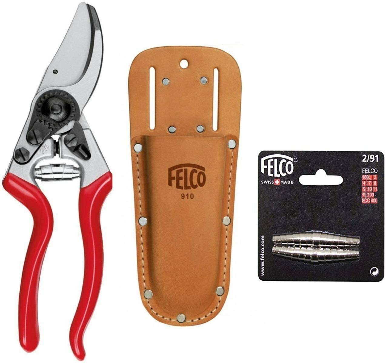 Felco 9 LeftHanded Bypass Pruner w/ 2/91 Springs + 910 Leather Holster